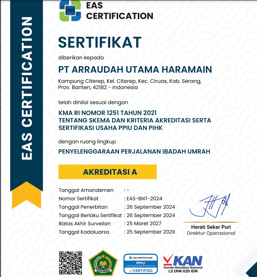 Sertifikasi Arruh Travel Ter Akreditiasi A