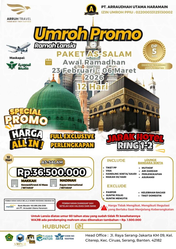 Umroh Awal Ramadhan 2026 Bersama Arruh Travel