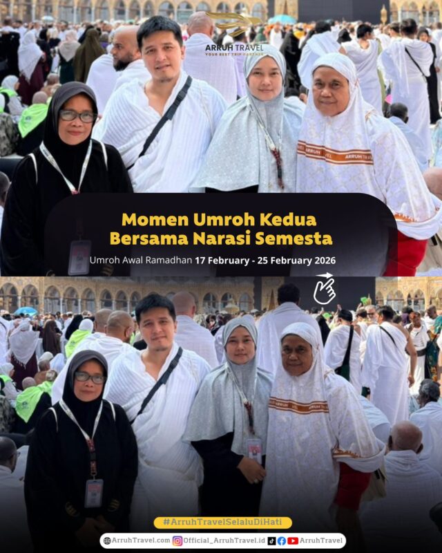 Mau Umroh Mudah & Hemat? Bareng Arruh Travel Aja!✨Wujudkan impian ibadah ke Tanah Suci dengan layanan terpercaya, aman, dan nyaman.
Bersama Arruh Travel, perjalanan umroh jadi lebih tenang dan berkesan 🤍💬 Konsultasi GRATIS!
Yuk, daftar sekarang juga!📲 Klik Instagram di bio & DM kami
atau tinggalkan komentar di sini yaa~📞 Informasi & Pendaftaran:
☎️ Admin 1: 0857-1557-6888 (Rose)
☎️ Admin 2: 0858-1444-6669 (Idham)
☎️ Admin 3: 0878-9540-3495 (Izzan)🏢 Arruh Travel - PT Arraudah Utama Haramain
📍 Ruko Sehati, Jl. Raya Jakarta Km 9 Citerep, Kec. Ciruas Kabupaten Serang, Banten 42182🌙 Arruh Travel — Selalu di Hati, InsyaAllah Amanah 🤍