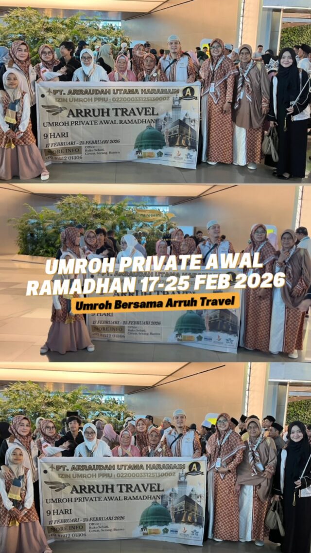Mau umroh mudah dan hemat? Bareng Arruh Travel ajaaaa!!daftar segera bersama Arruh Travel selalu Dihatikonsultasi gratis, info pendaftaran:klik ig di bio & DM atau comment di sini yaaa.☎️Admin 1: 085715576882
☎️Admin 2: 085890000165
☎️Admin 3: 087895403495