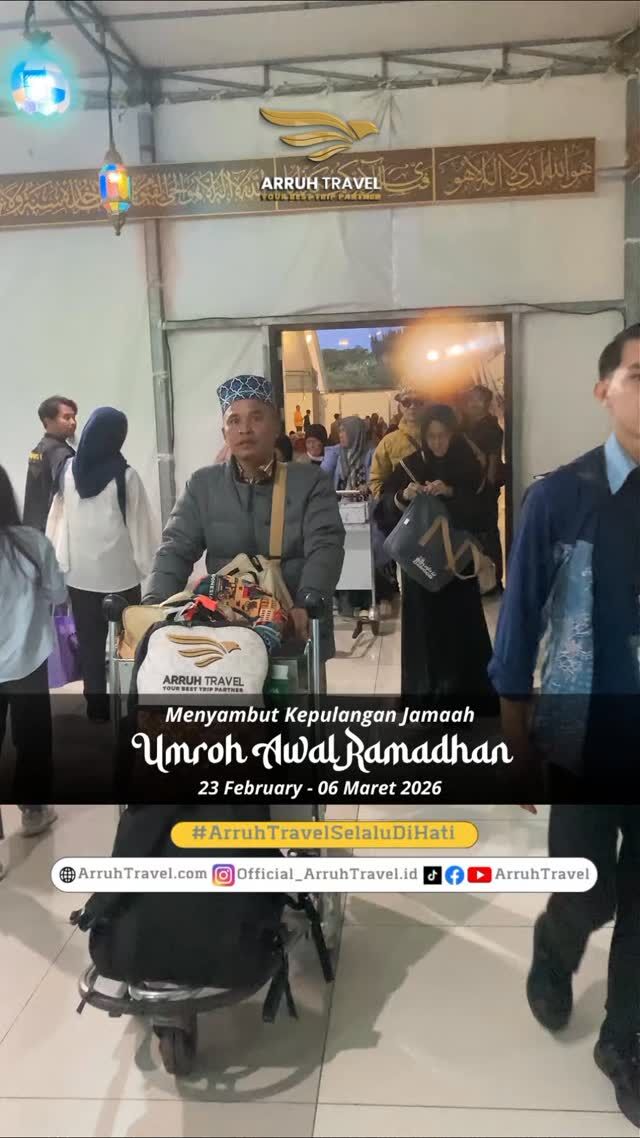 Momen istimewa menyambut kepulangan Jamaah Umroh awal Ramadhan lalu 🕋Semoga setiap langkah, doa, dan ibadah para jamaah menjadi amal yang diterima Allah. 🤍Mau Umroh Mudah & Hemat? Bareng
Arruh Travel Aja! ✨🕋Wujudkan impian ibadah ke Tanah Suci dengan layanan terpercaya, aman, dan nyaman.
Bersama Arruh Travel, perjalanan umroh jadi lebih tenang dan berkesan🤍💬Konsultasi GRATIS!
Yuk, daftar sekarang juga!📲Klik Instagram di bio & DM kami
atau tinggalkan komentar di sini yaa~📞Informasi & Pendaftaran:
☎️Admin 1: 0857-1557-6888 (Rose)
☎️Admin 2: 0858-1444-6669 (Idham)
☎️Admin 3: 0878-9540-3495 (Izzan)🏢Arruh Travel - PT Arraudah Utama Haramain
📍Ruko Sehati, Jl. Raya Jakarta Km 9 Citerep, Kec. Ciruas Kabupaten Serang, Banten 42182🌙Arruh Travel - Selalu di Hati, InsyaAllah Amanah🤍